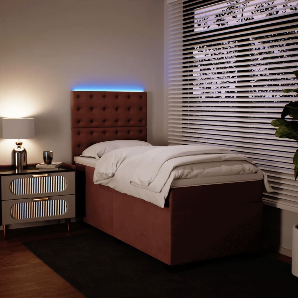 Box spring krevet s madracem ružičasti 90x200 cm baršunasti