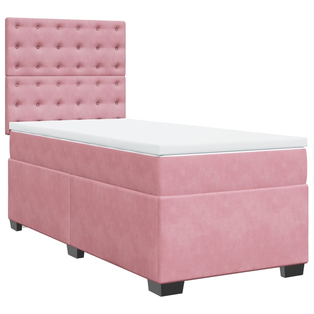 Box spring krevet s madracem ružičasti 90x200 cm baršunasti