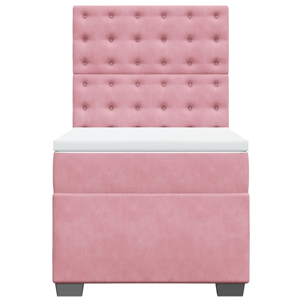 Box spring krevet s madracem ružičasti 90x200 cm baršunasti