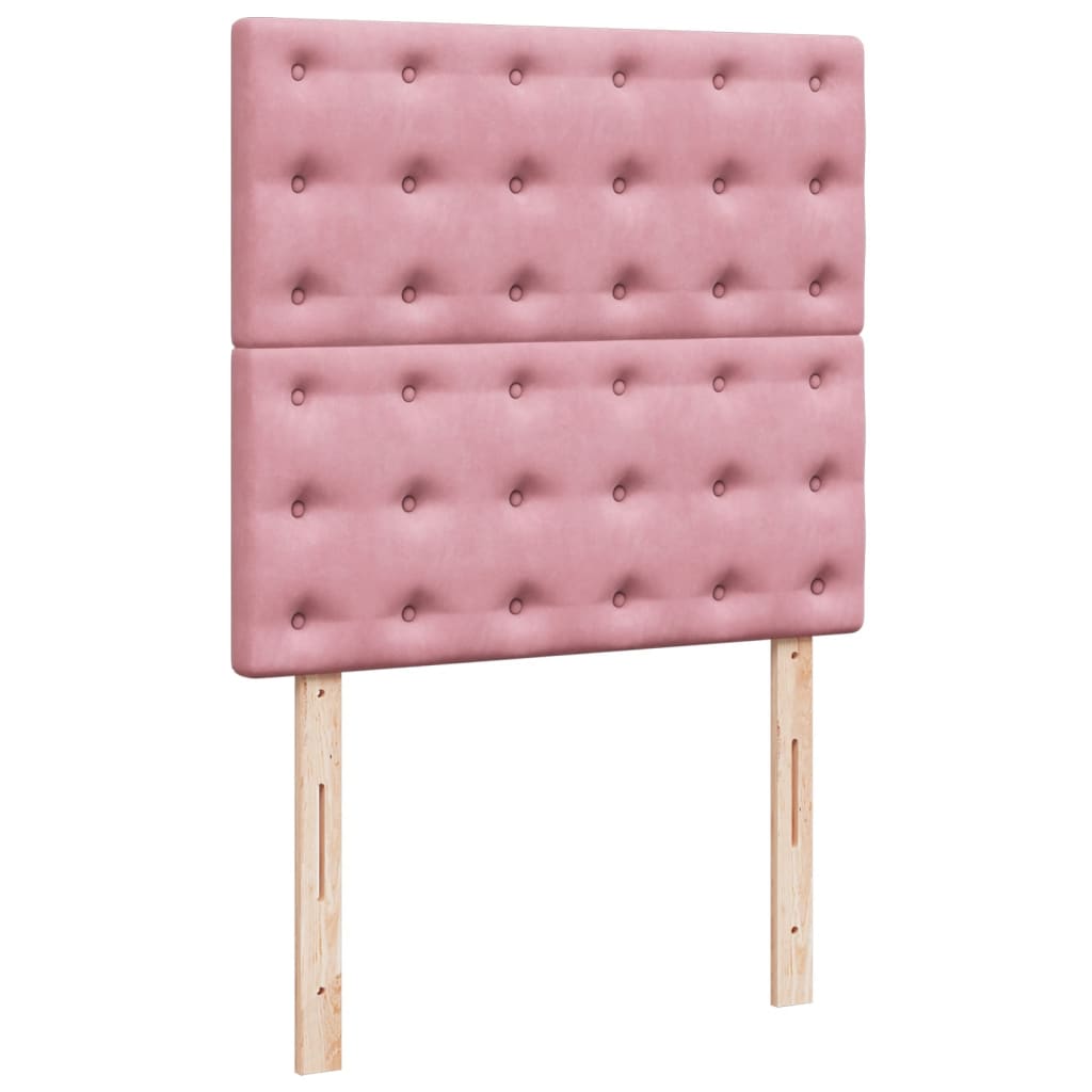 Box spring krevet s madracem ružičasti 90x200 cm baršunasti