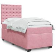 Box spring krevet s madracem ružičasti 90x200 cm baršunasti