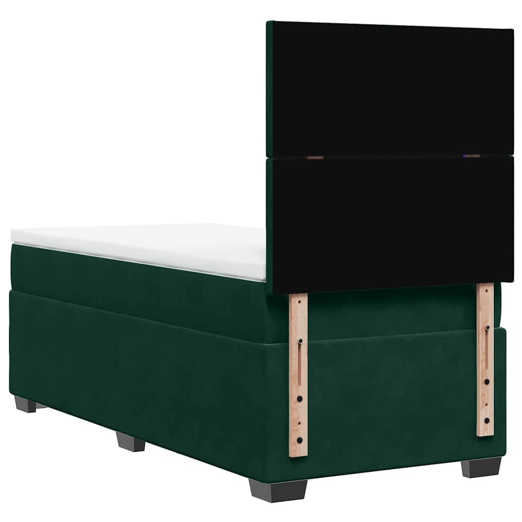 Box spring krevet s madracem tamnozeleni 100x200 cm baršunasti