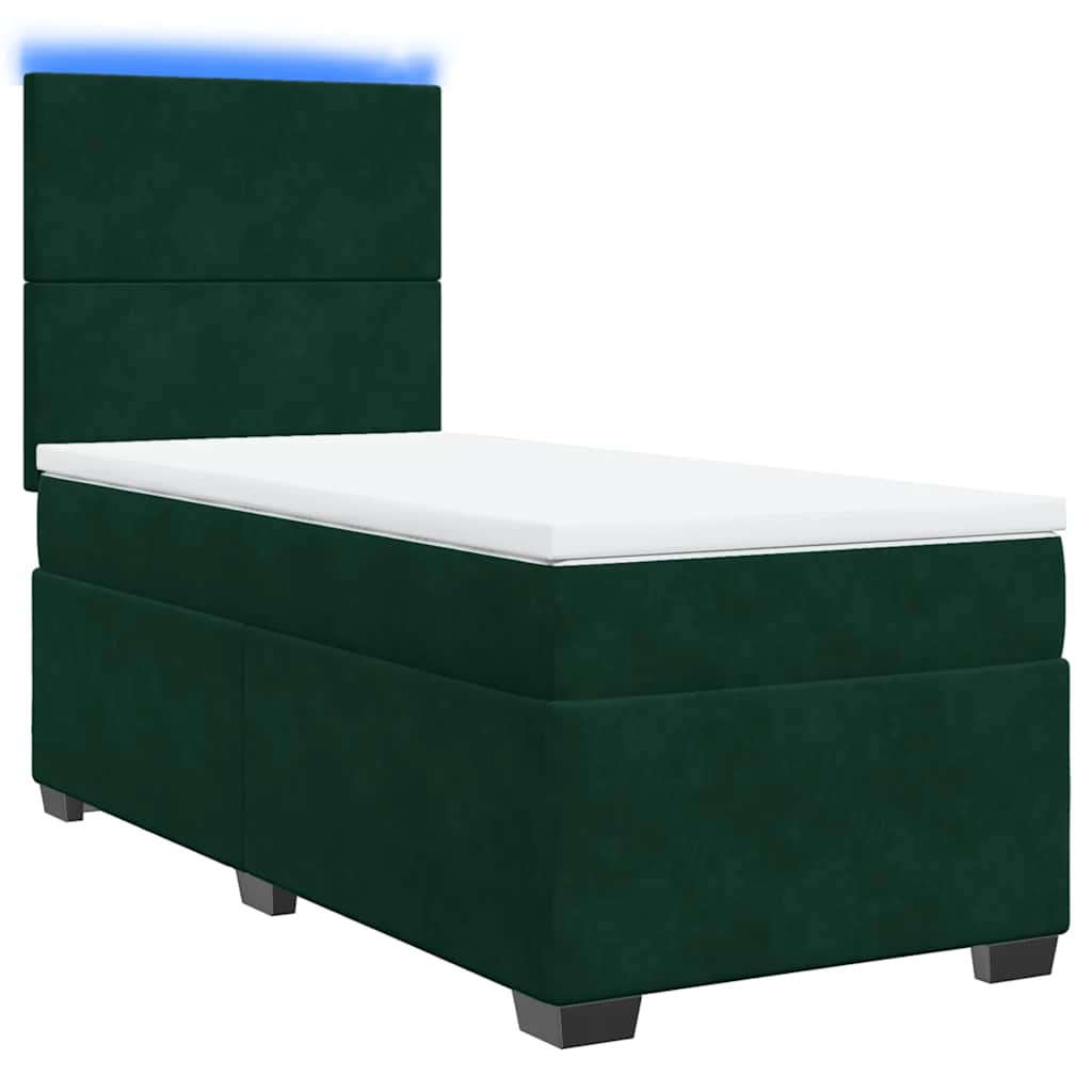 Box spring krevet s madracem tamnozeleni 100x200 cm baršunasti