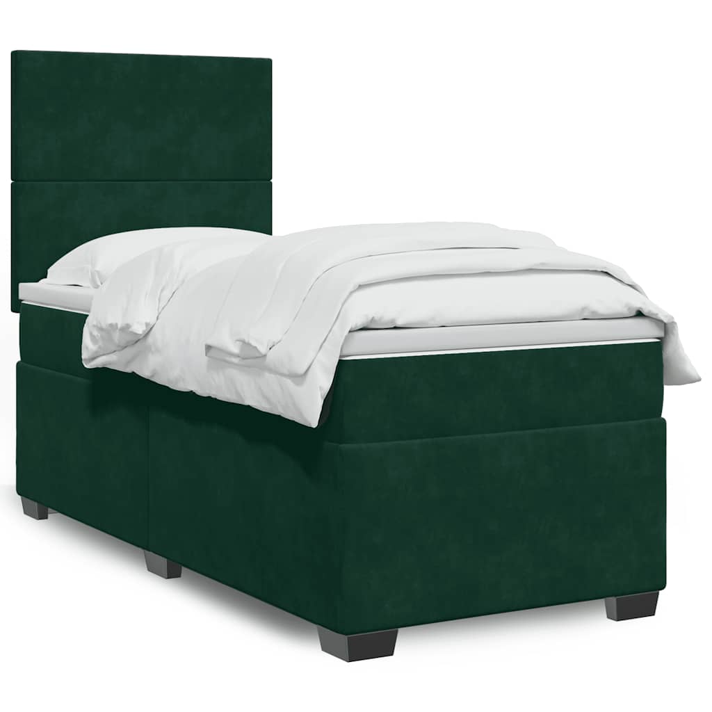 Box spring krevet s madracem tamnozeleni 100x200 cm baršunasti