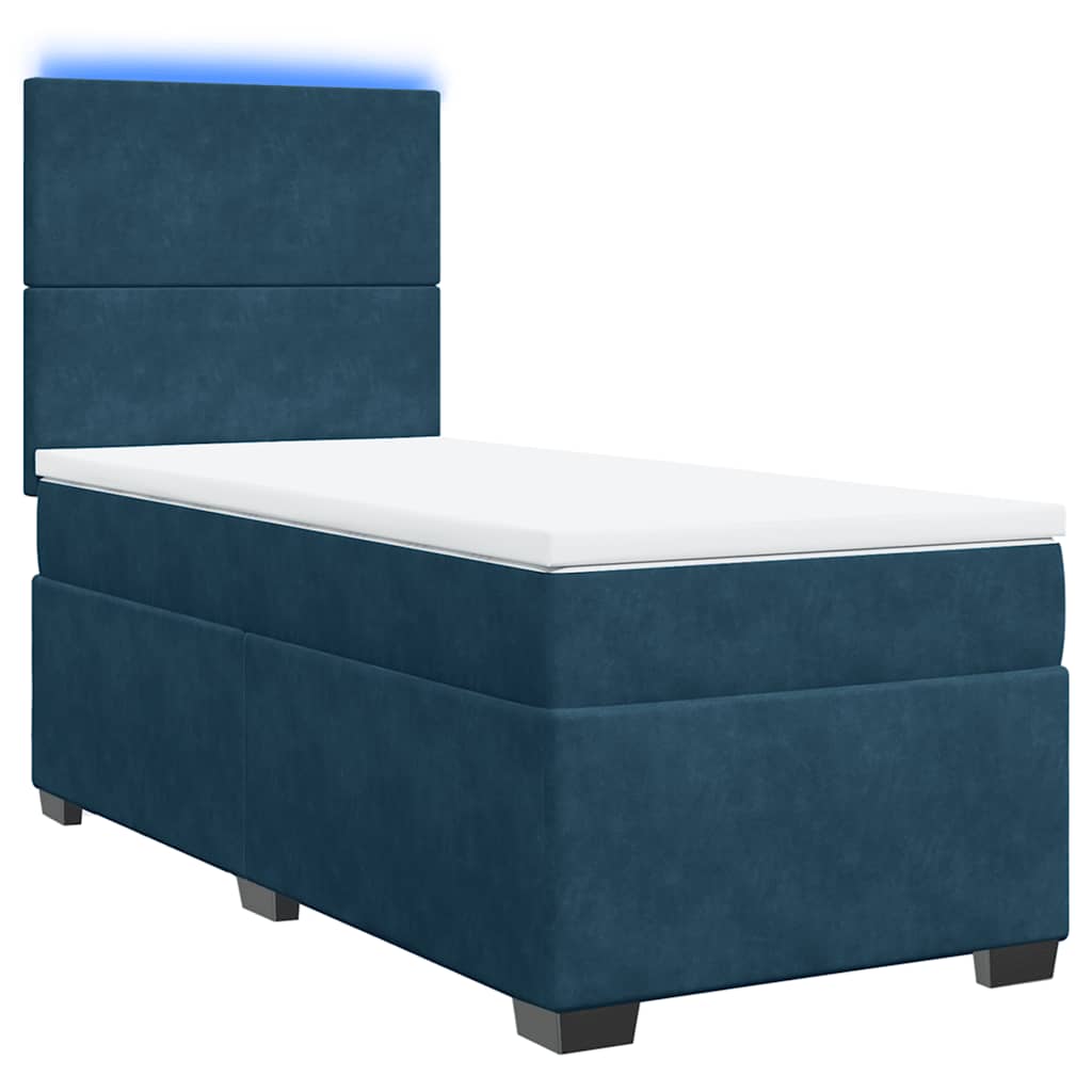 Box spring krevet s madracem plavi 100x200 cm baršunasti