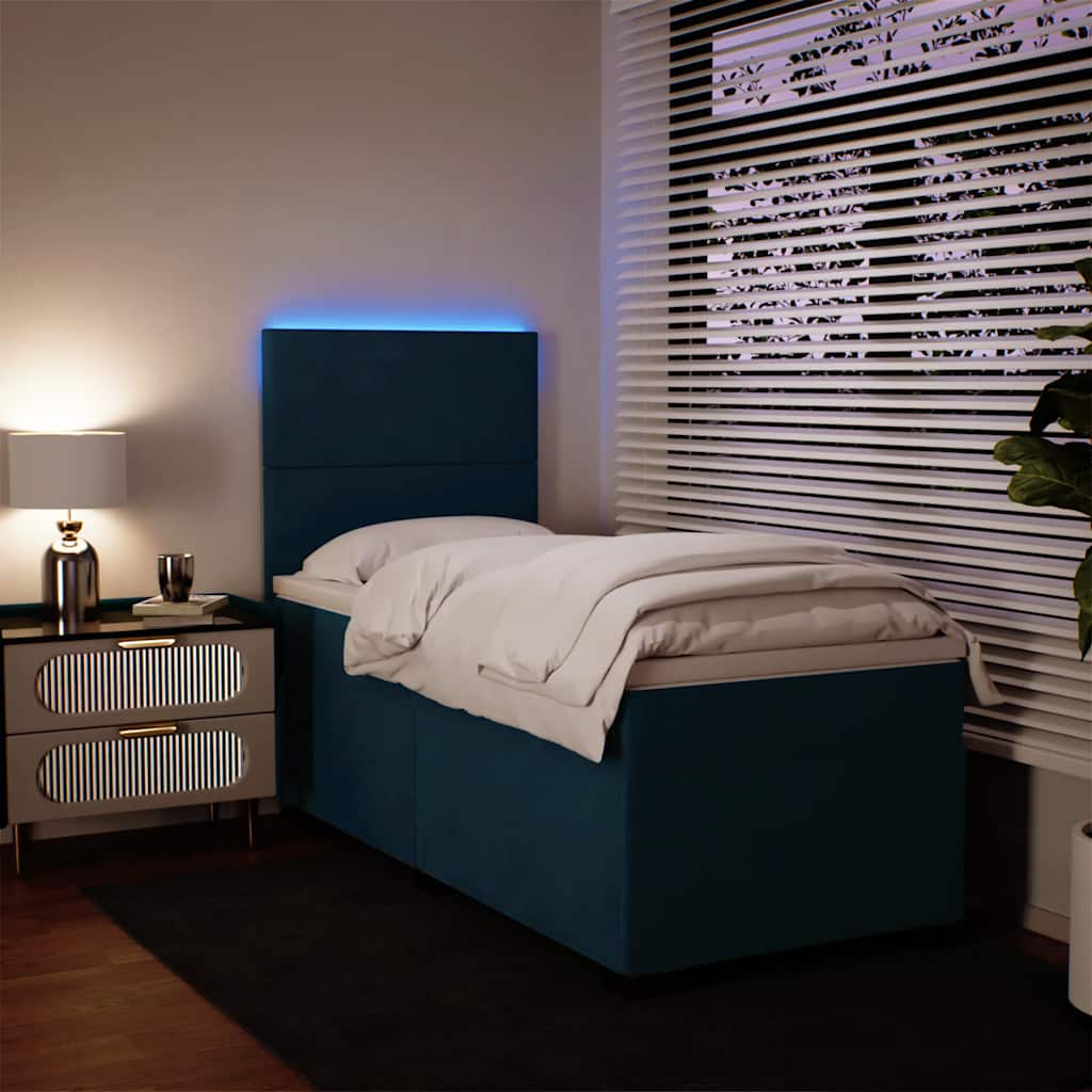 Box spring krevet s madracem plavi 100x200 cm baršunasti