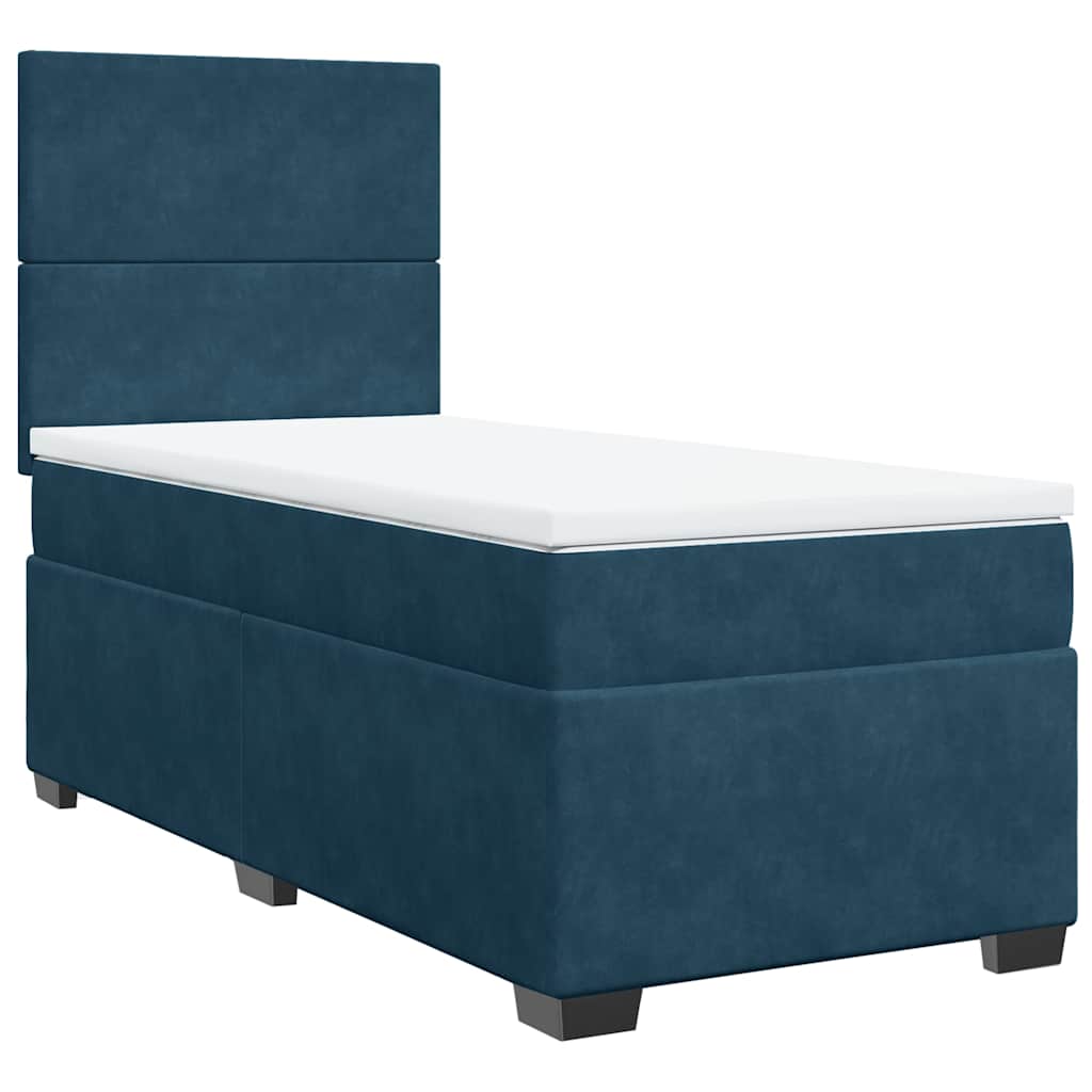 Box spring krevet s madracem plavi 100x200 cm baršunasti