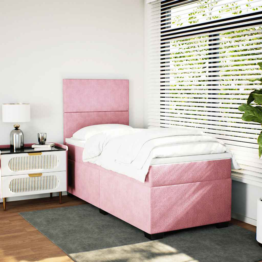 Box spring krevet s madracem ružičasti 100x200 cm baršunasti