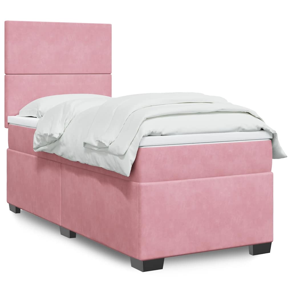 Box spring krevet s madracem ružičasti 100x200 cm baršunasti