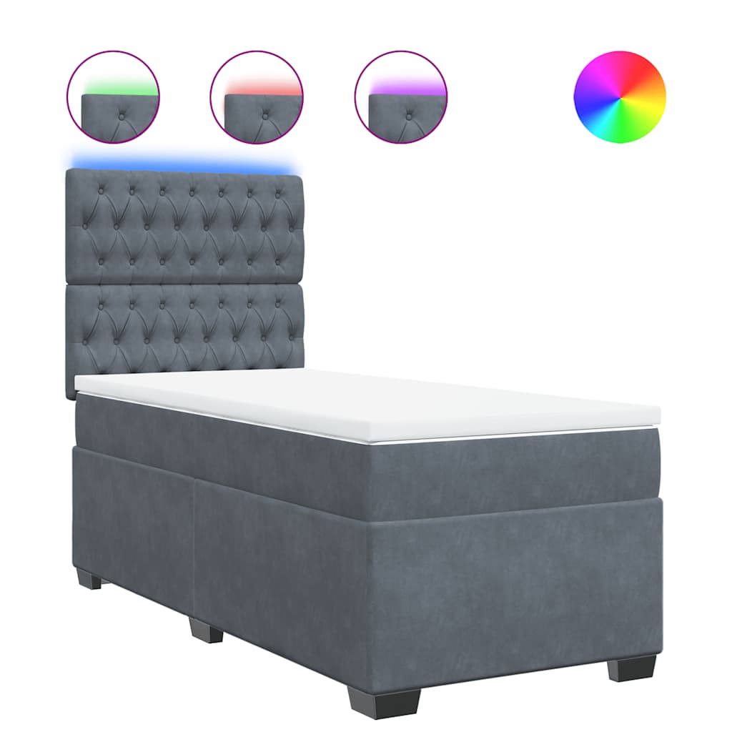 Box spring krevet s madracem tamnosivi 100x200 cm baršunasti