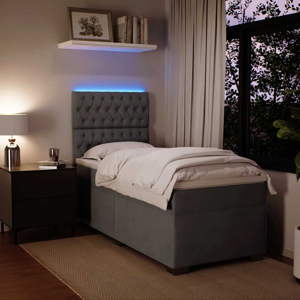 Box spring krevet s madracem tamnosivi 100x200 cm baršunasti