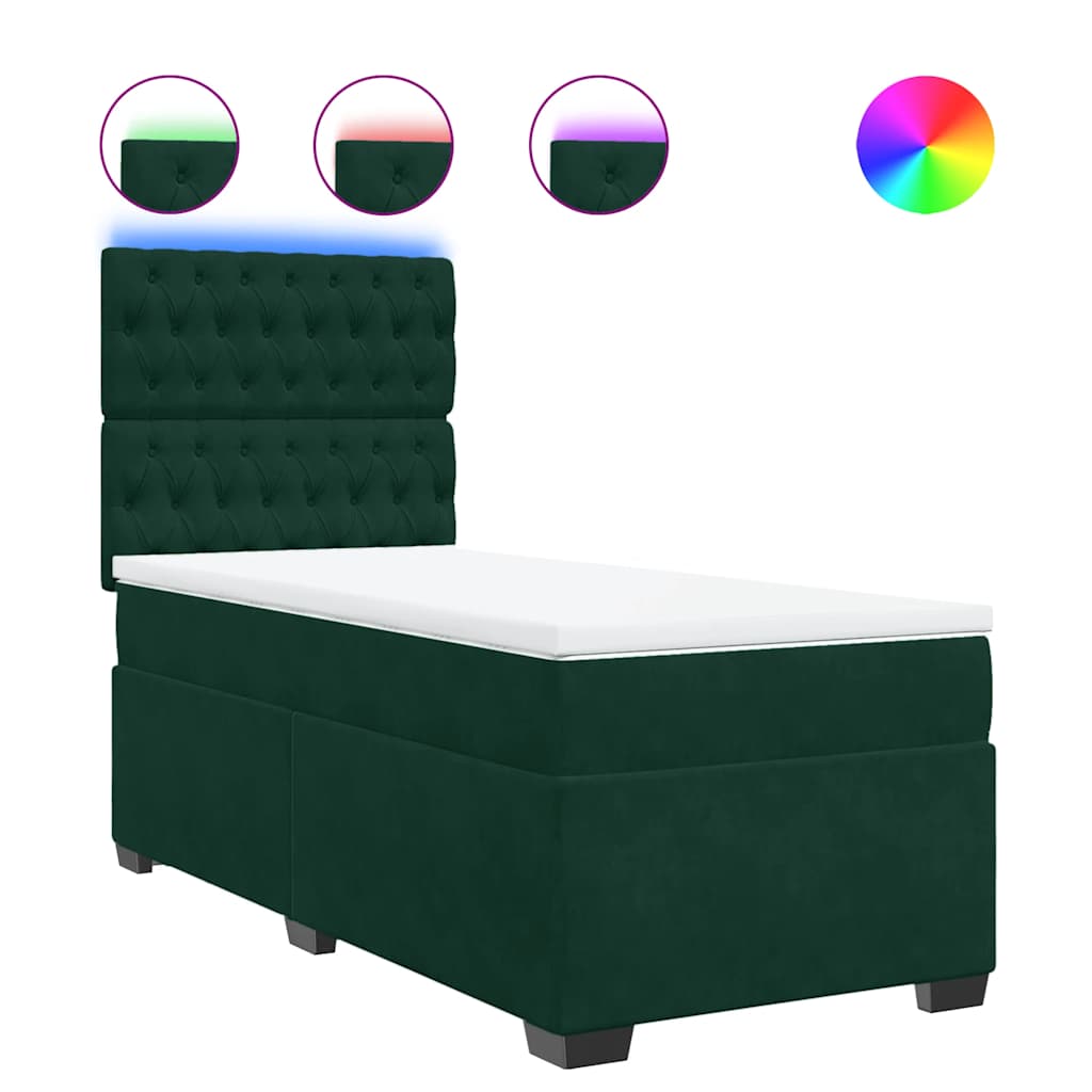 Box spring krevet s madracem tamnozeleni 100x200 cm baršunasti