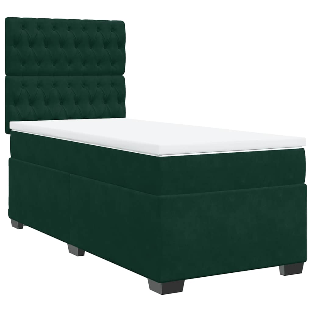 Box spring krevet s madracem tamnozeleni 100x200 cm baršunasti