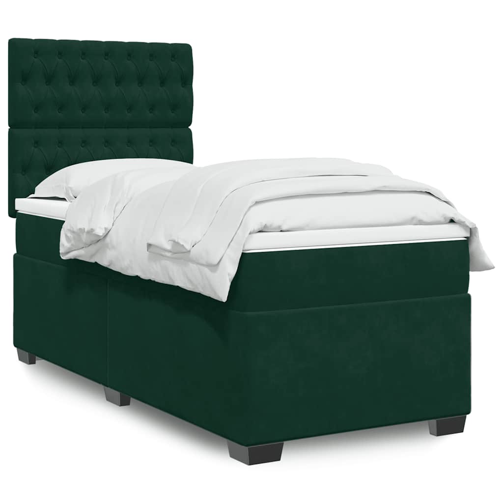 Box spring krevet s madracem tamnozeleni 100x200 cm baršunasti