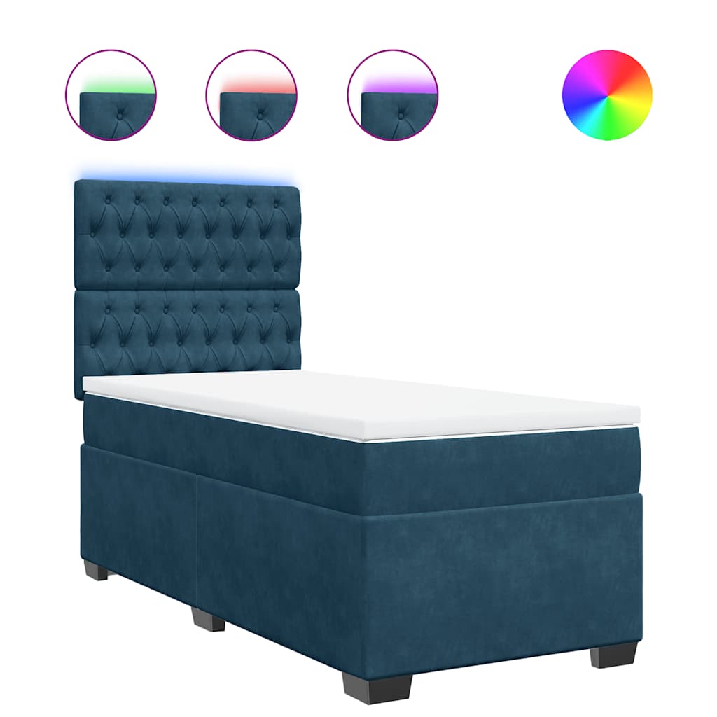 Box spring krevet s madracem plavi 100x200 cm baršunasti