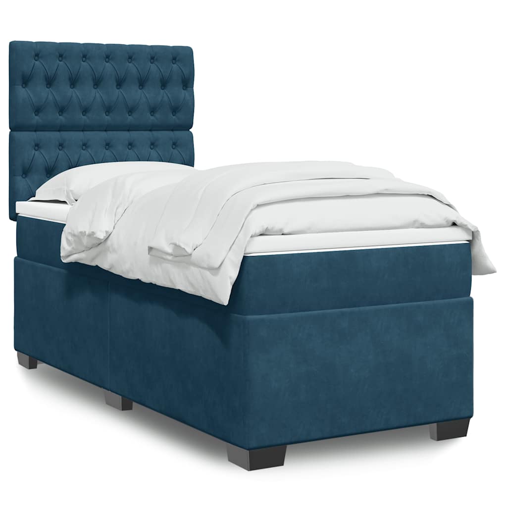 Box spring krevet s madracem plavi 100x200 cm baršunasti