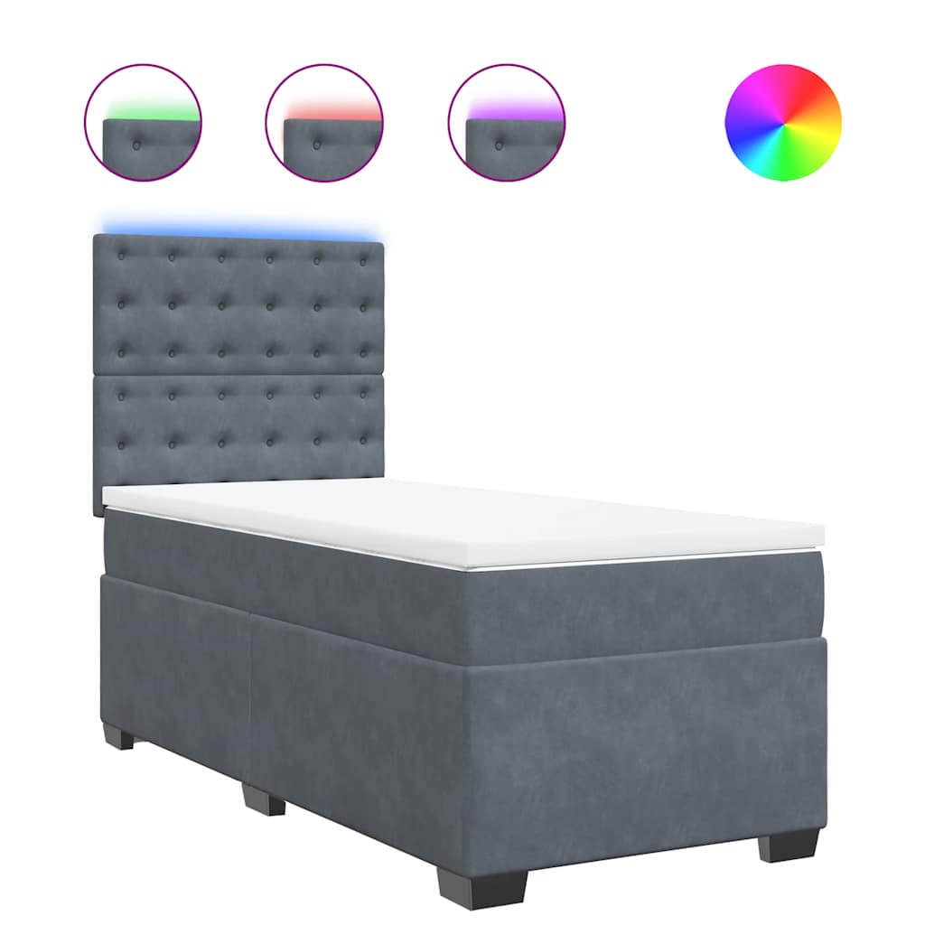 Box spring krevet s madracem tamnosivi 100x200 cm baršunasti