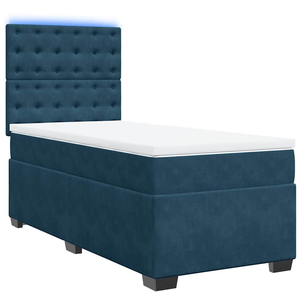 Box spring krevet s madracem plavi 100x200 cm baršunasti