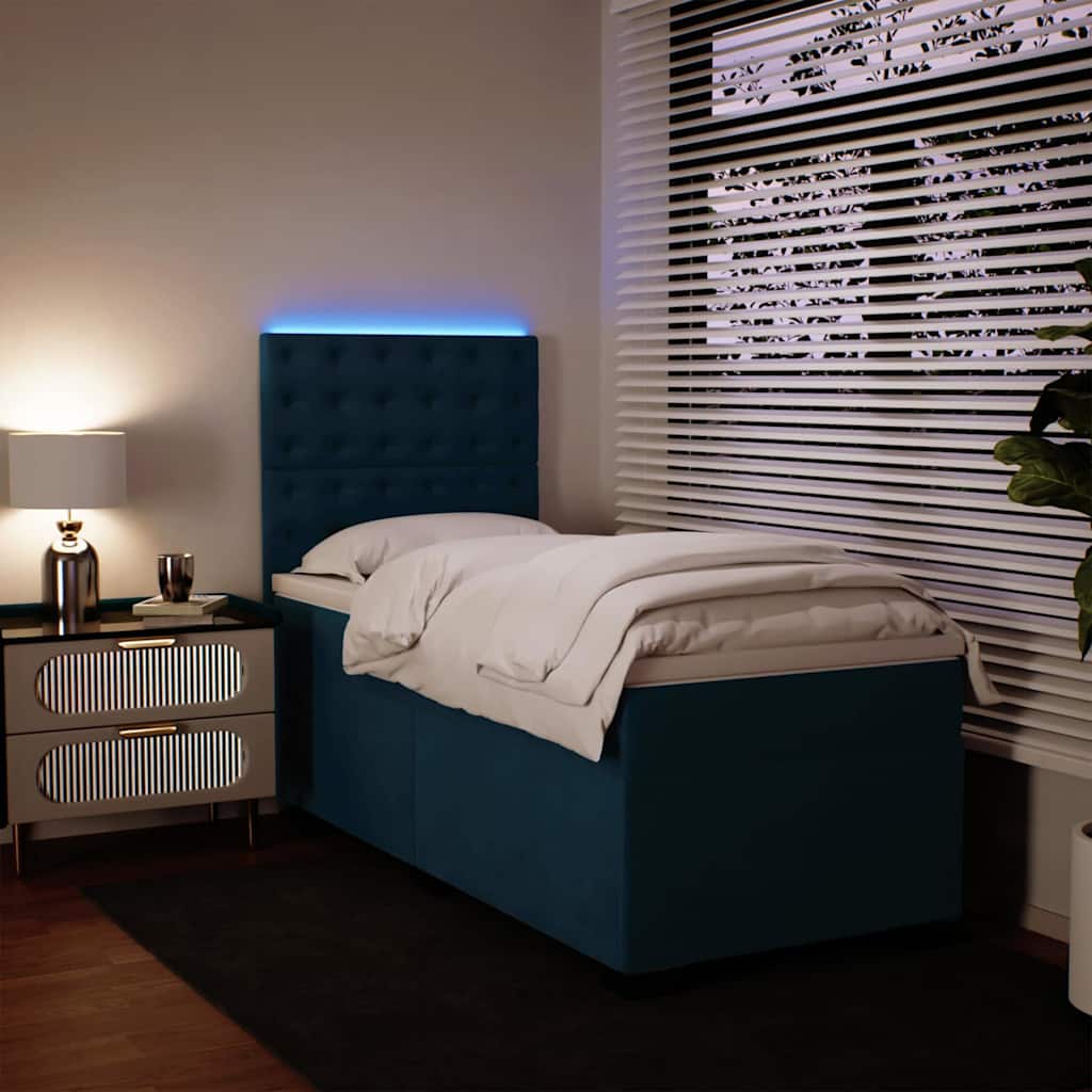 Box spring krevet s madracem plavi 100x200 cm baršunasti