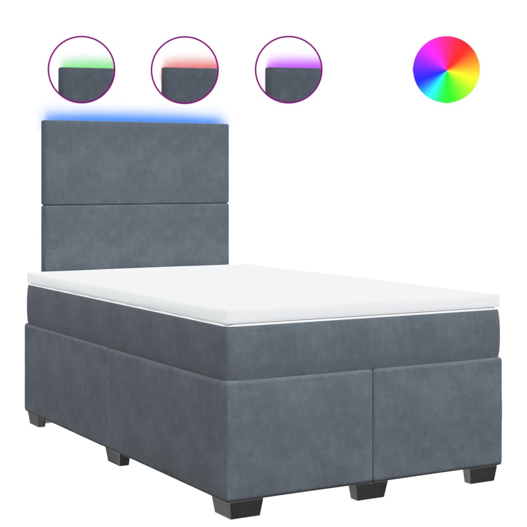 Krevet box spring s madracem tamnosivi 120 x 190 cm baršun