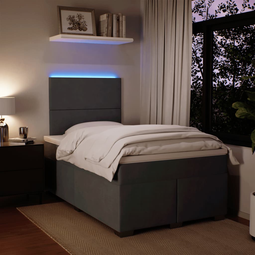 Krevet box spring s madracem tamnosivi 120 x 190 cm baršun