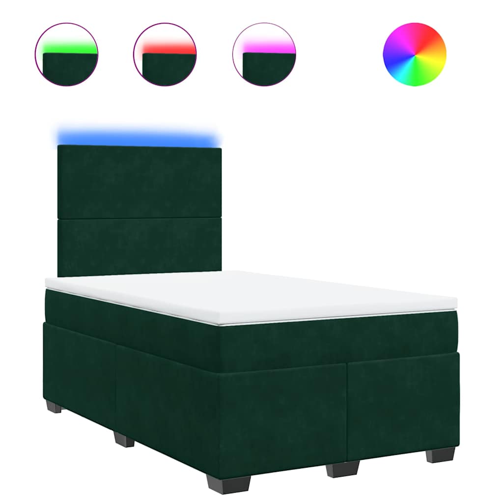 Krevet box spring s madracem tamnozeleni 120x190 cm baršunasti