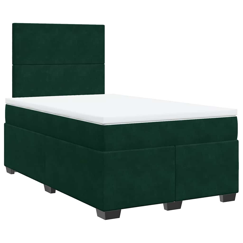 Krevet box spring s madracem tamnozeleni 120x190 cm baršunasti