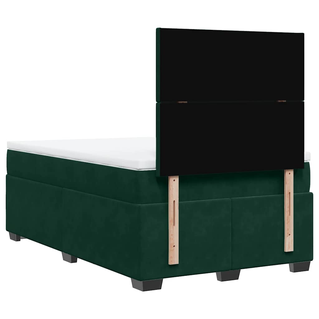 Krevet box spring s madracem tamnozeleni 120x190 cm baršunasti
