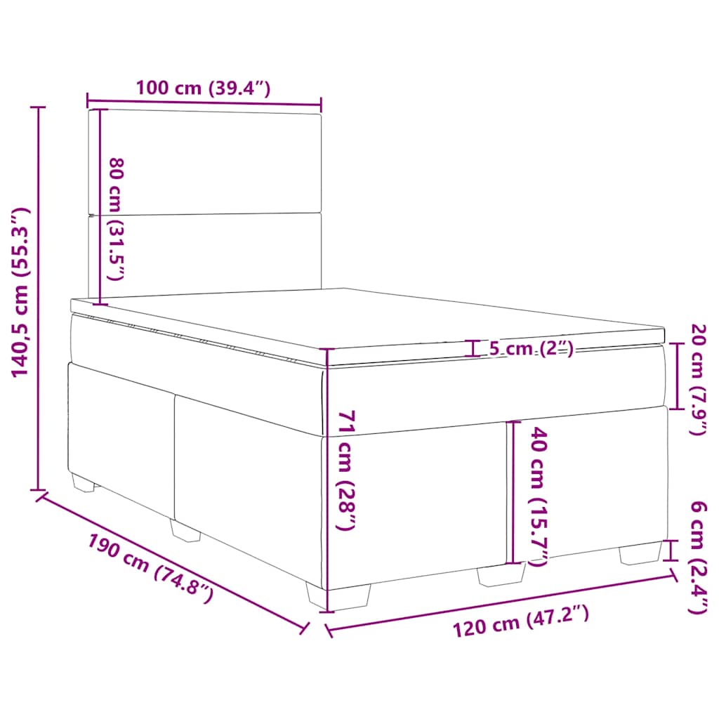 Krevet box spring s madracem tamnozeleni 120x190 cm baršunasti