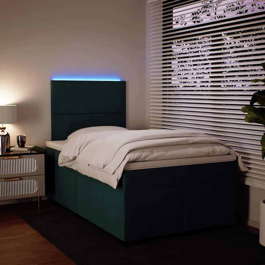 Krevet box spring s madracem tamnozeleni 120x190 cm baršunasti
