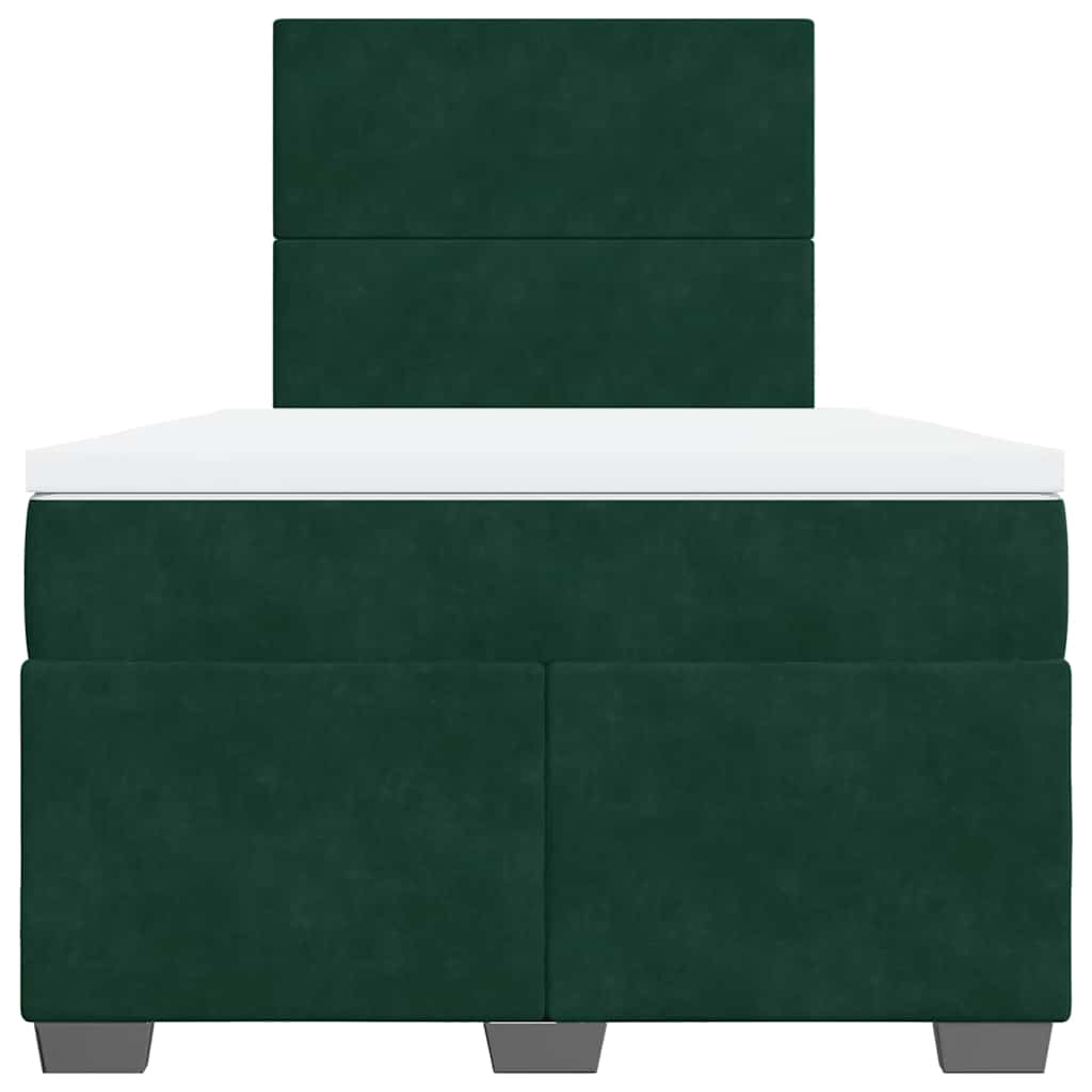 Krevet box spring s madracem tamnozeleni 120x190 cm baršunasti