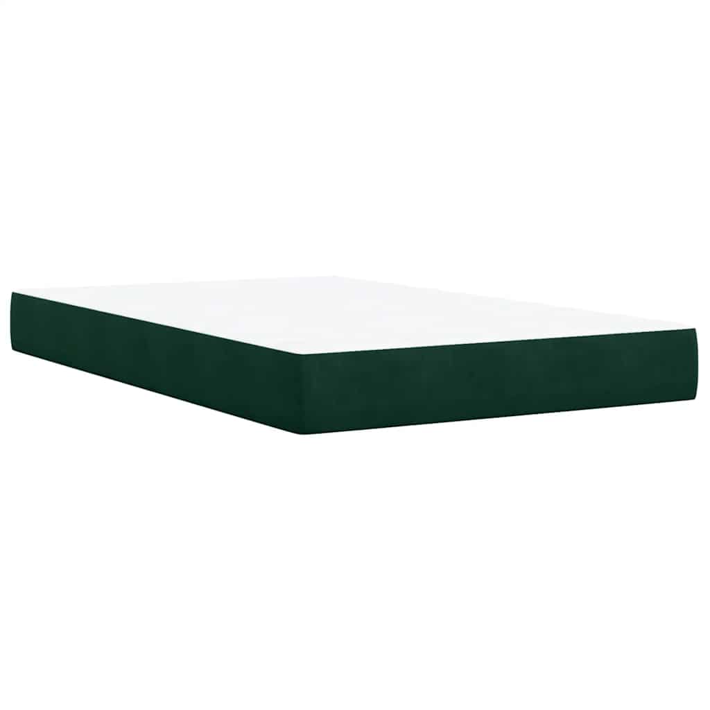 Krevet box spring s madracem tamnozeleni 120x190 cm baršunasti