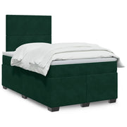 Krevet box spring s madracem tamnozeleni 120x190 cm baršunasti