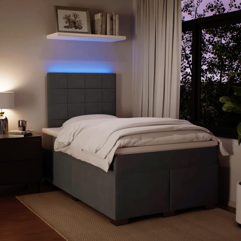 Krevet box spring s madracem tamnosivi 120 x 190 cm baršun