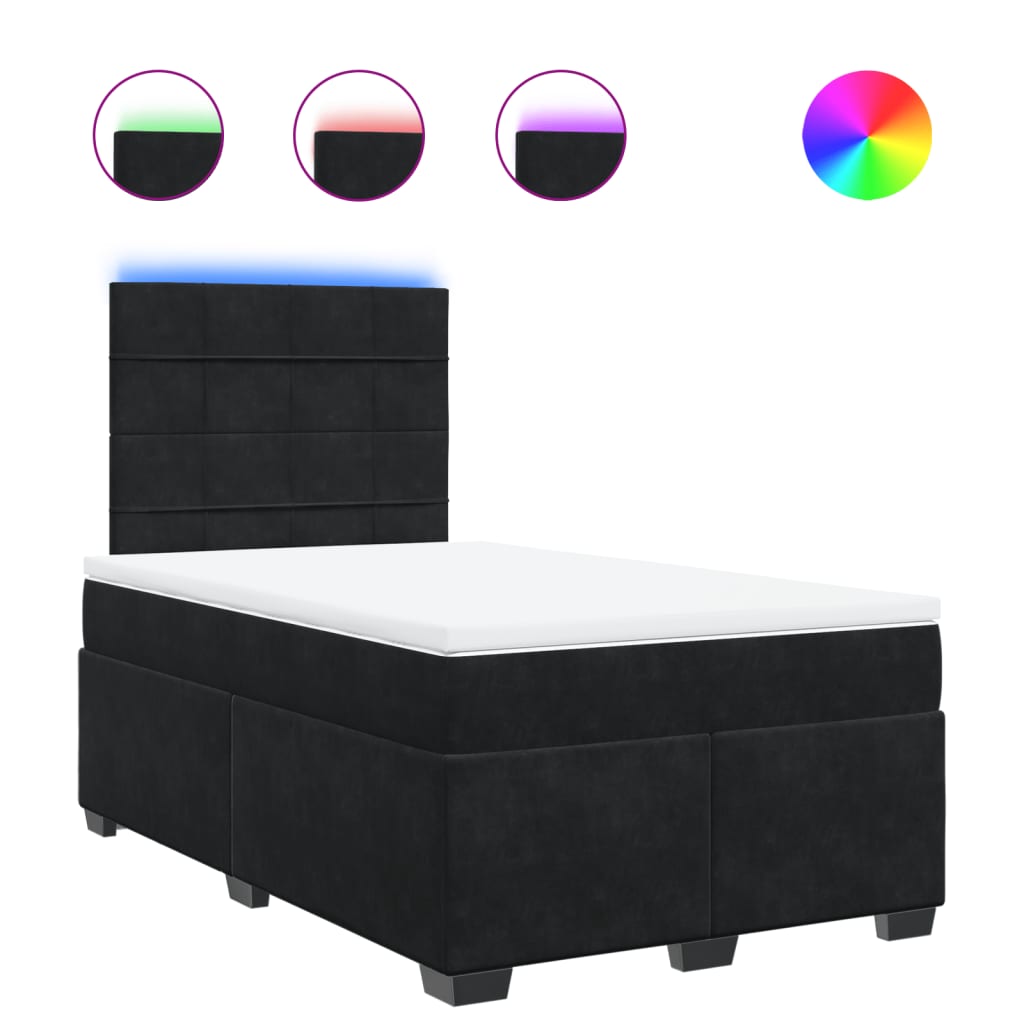 Krevet box spring s madracem crni 120 x 190 cm baršunasti