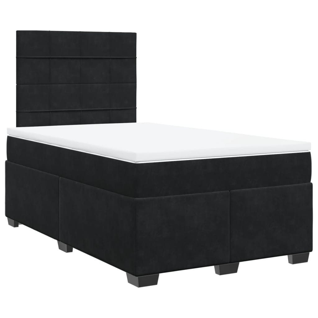 Krevet box spring s madracem crni 120 x 190 cm baršunasti