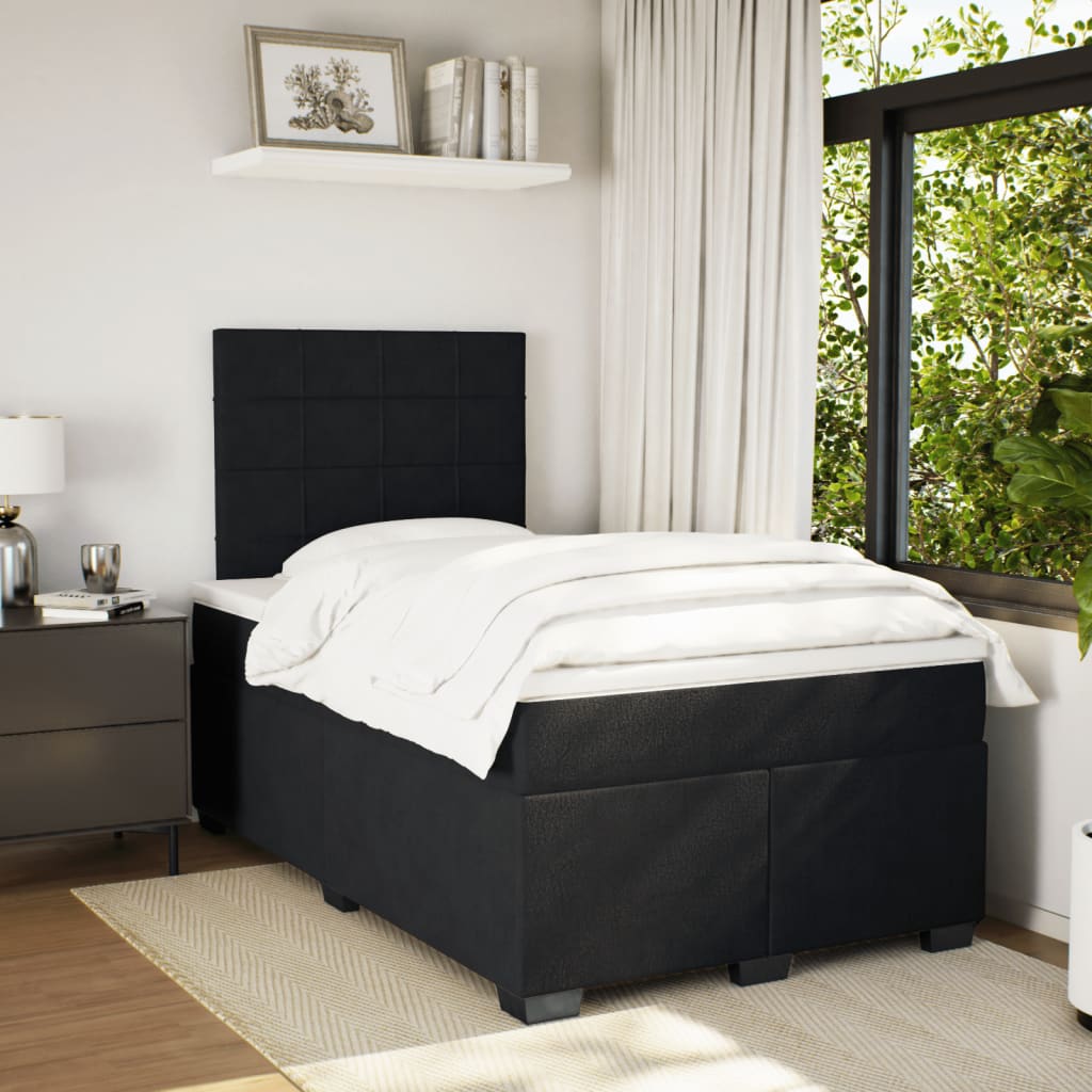 Krevet box spring s madracem crni 120 x 190 cm baršunasti