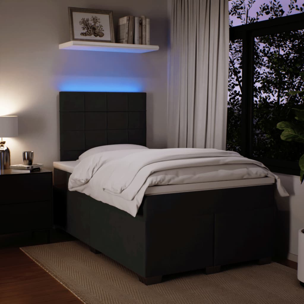 Krevet box spring s madracem crni 120 x 190 cm baršunasti
