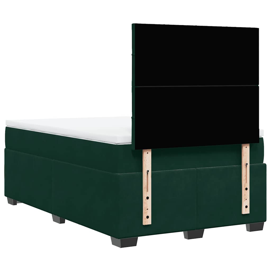 Krevet box spring s madracem tamnozeleni 120x190 cm baršunasti