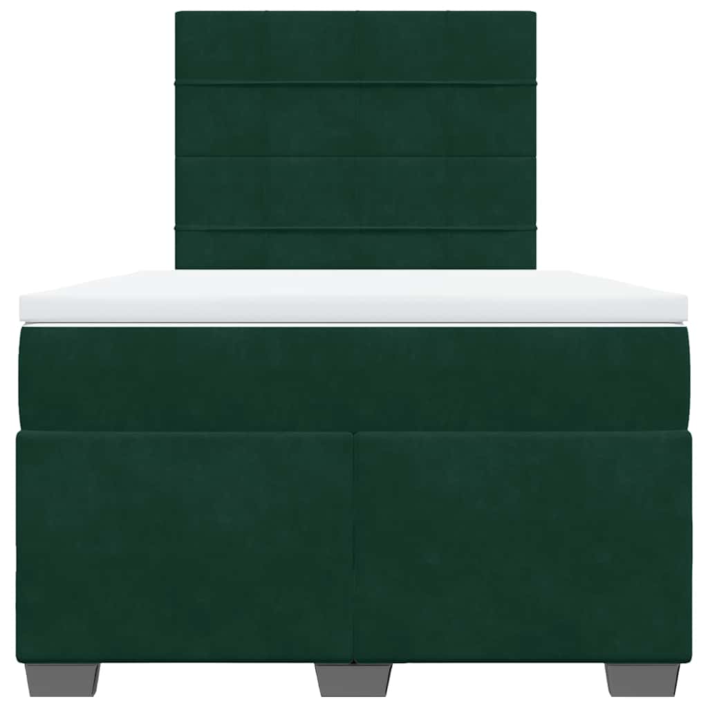 Krevet box spring s madracem tamnozeleni 120x190 cm baršunasti