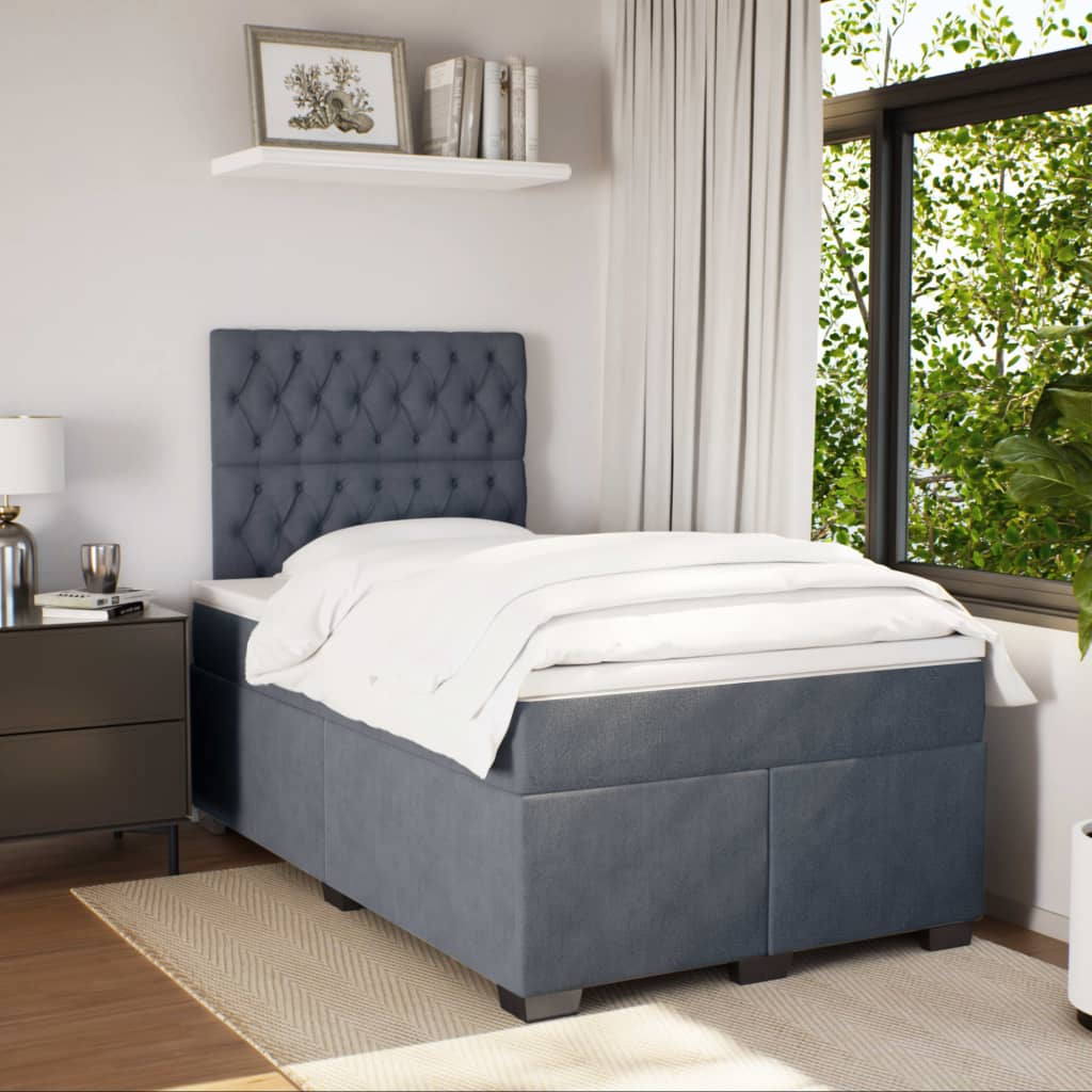 Krevet box spring s madracem tamnosivi 120 x 190 cm baršun