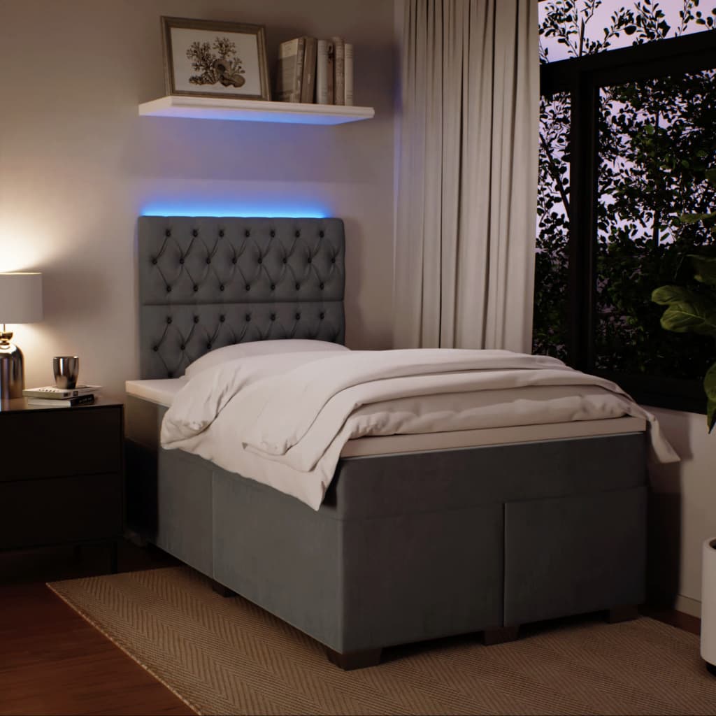 Krevet box spring s madracem tamnosivi 120 x 190 cm baršun