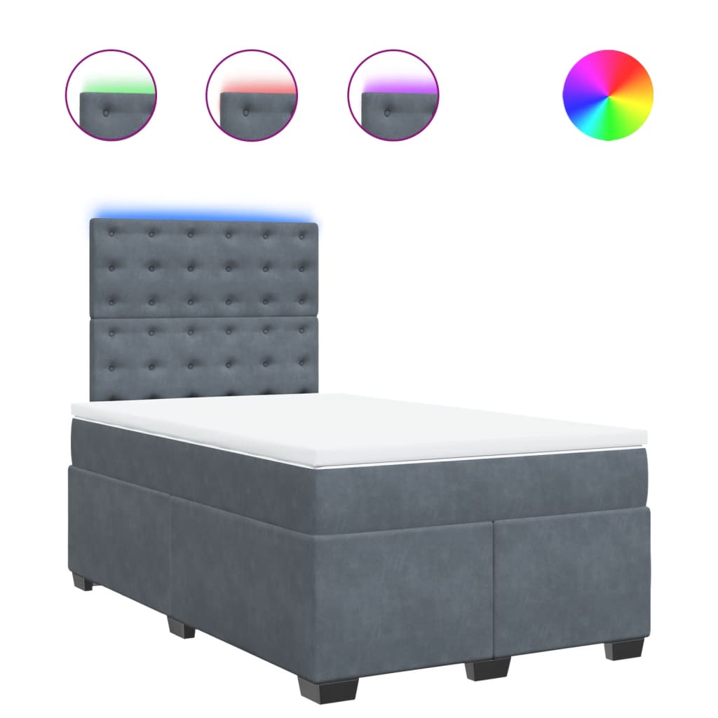 Krevet box spring s madracem tamnosivi 120 x 190 cm baršun