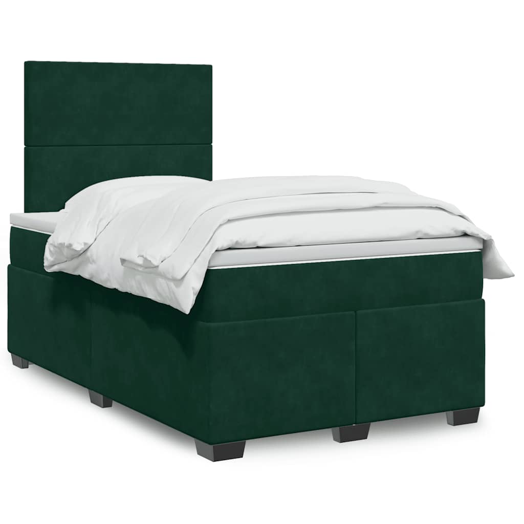 Box spring krevet s madracem tamnozeleni 120x200 cm baršunasti