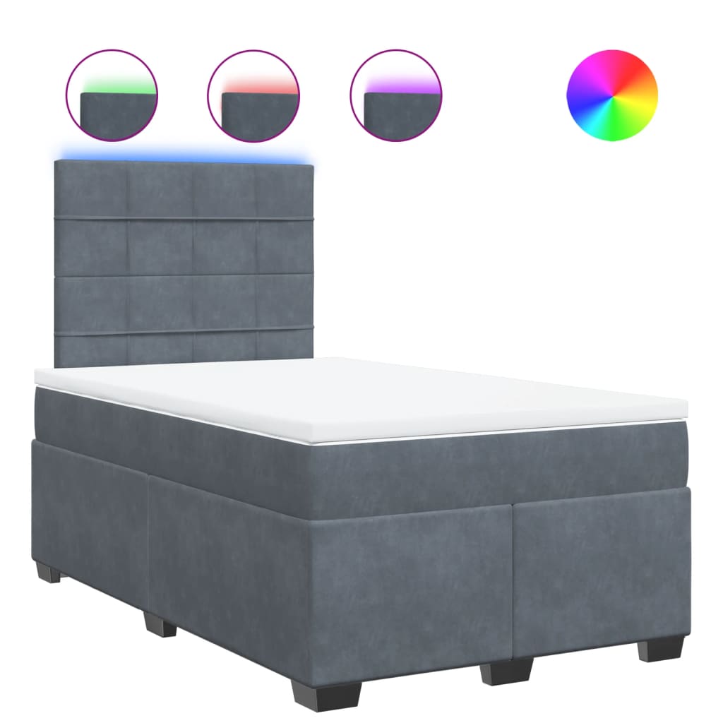 Box spring krevet s madracem tamnosivi 120 x 200 cm baršunasti