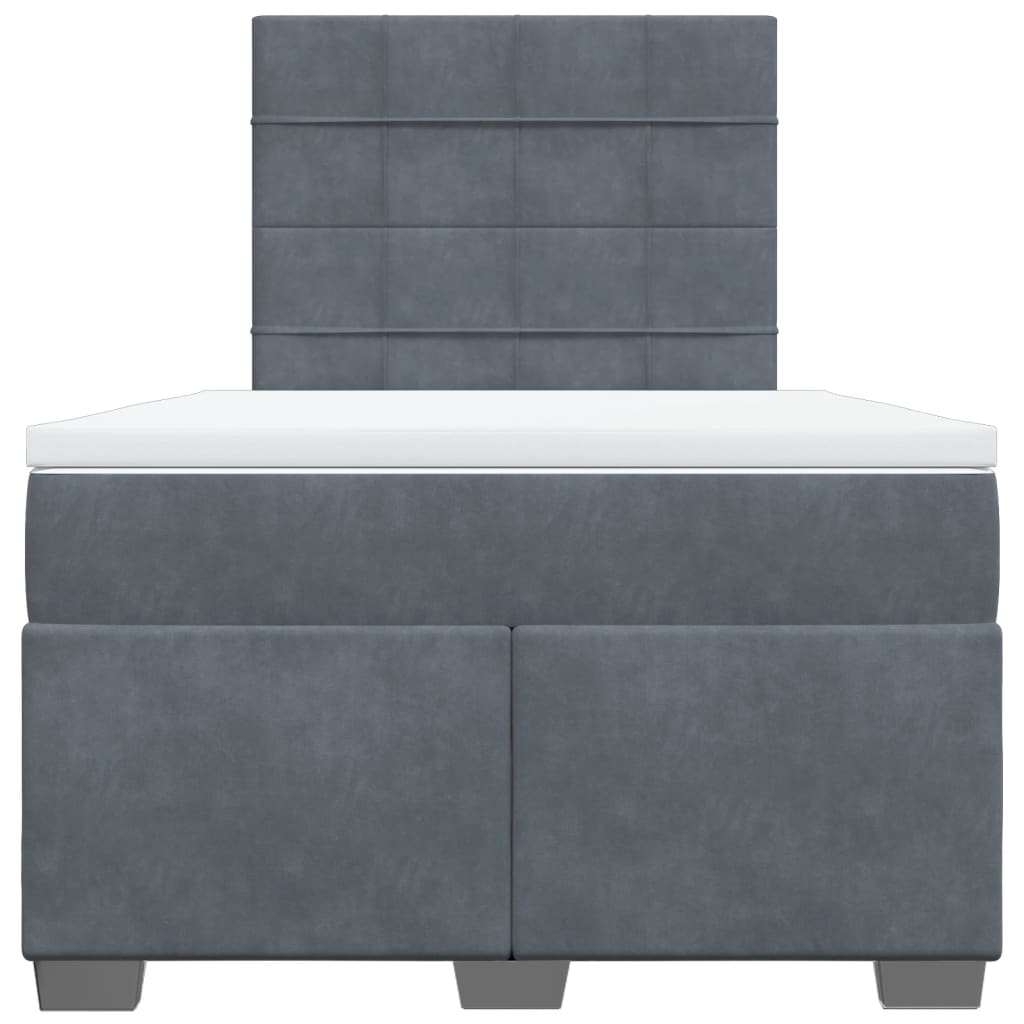 Box spring krevet s madracem tamnosivi 120 x 200 cm baršunasti