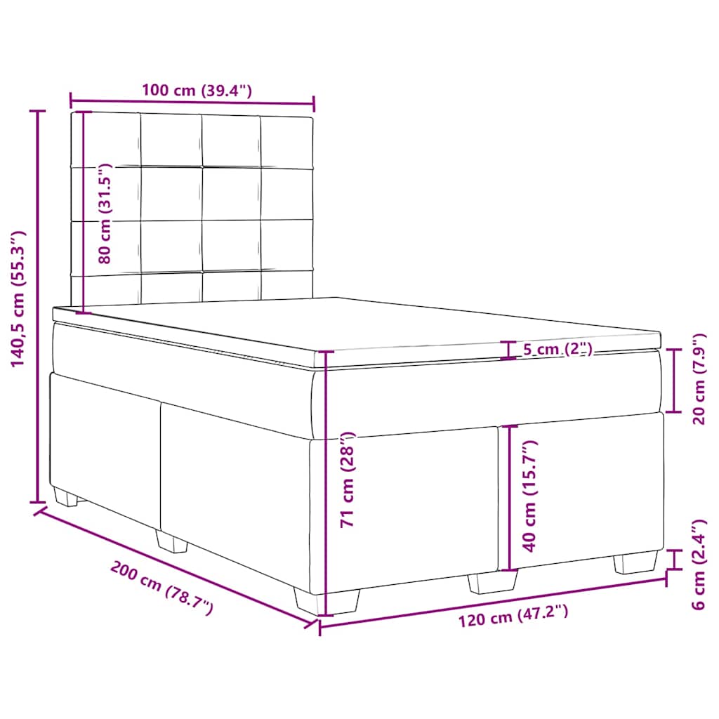 Box spring krevet s madracem tamnozeleni 120x200 cm baršunasti