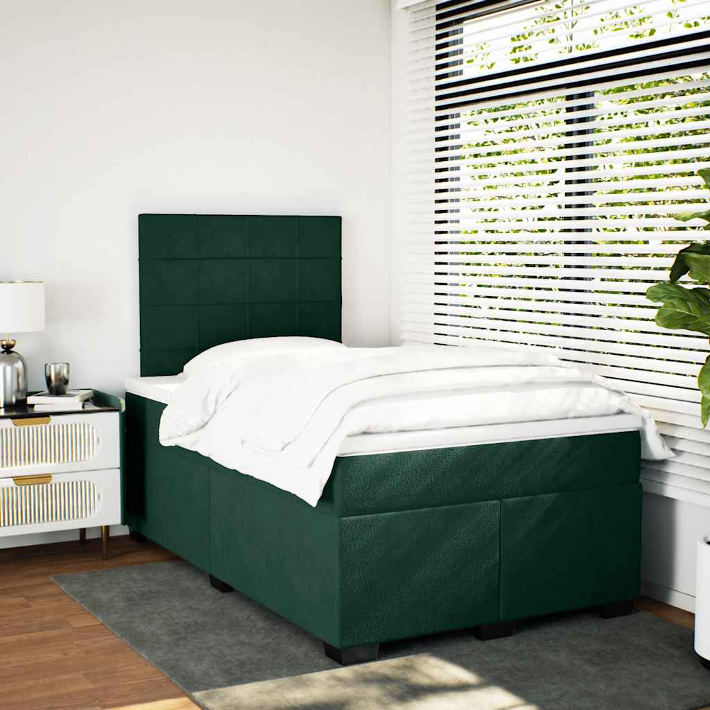 Box spring krevet s madracem tamnozeleni 120x200 cm baršunasti