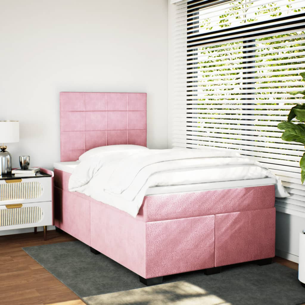 Box spring krevet s madracem ružičasti 120 x 200 cm baršunasti