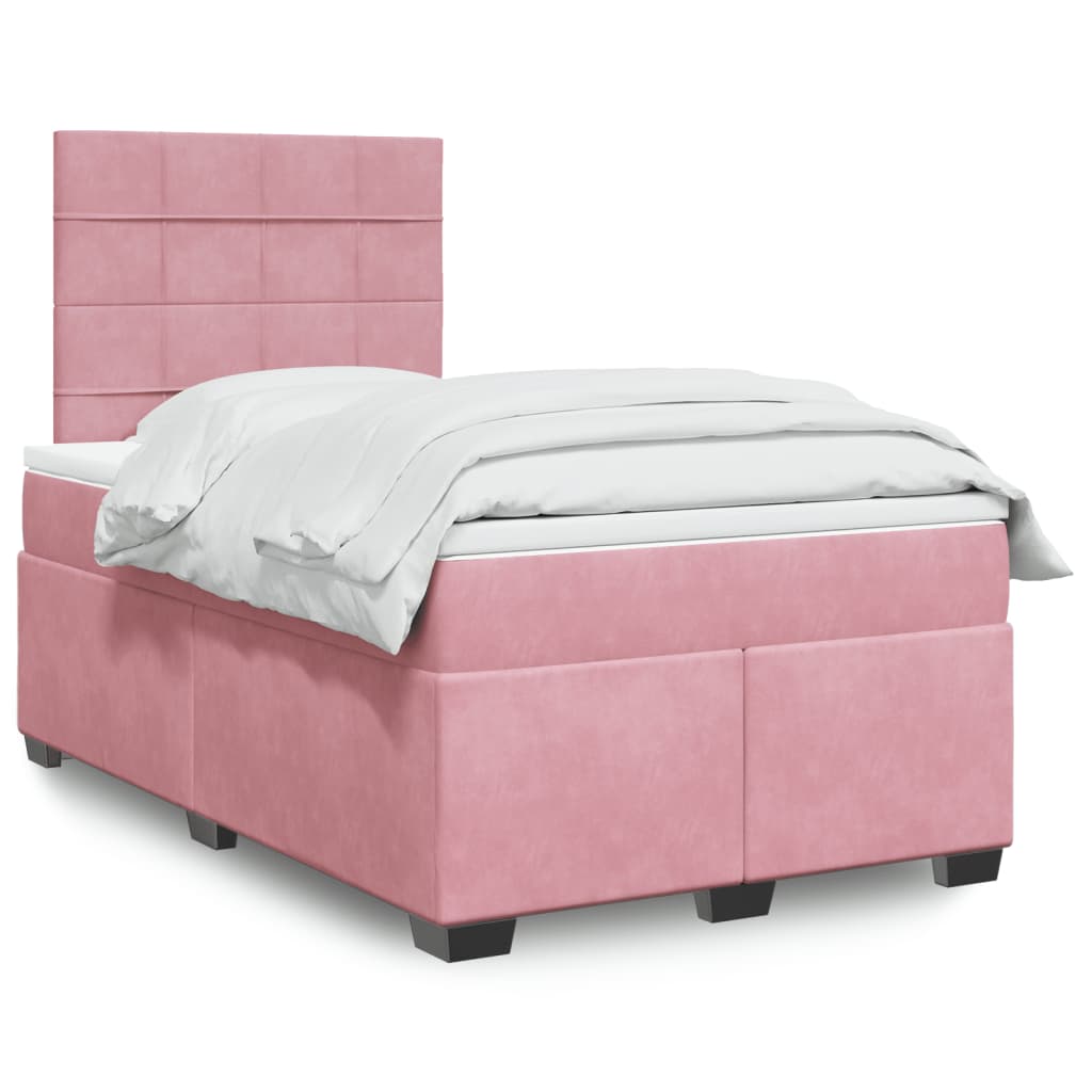 Box spring krevet s madracem ružičasti 120 x 200 cm baršunasti